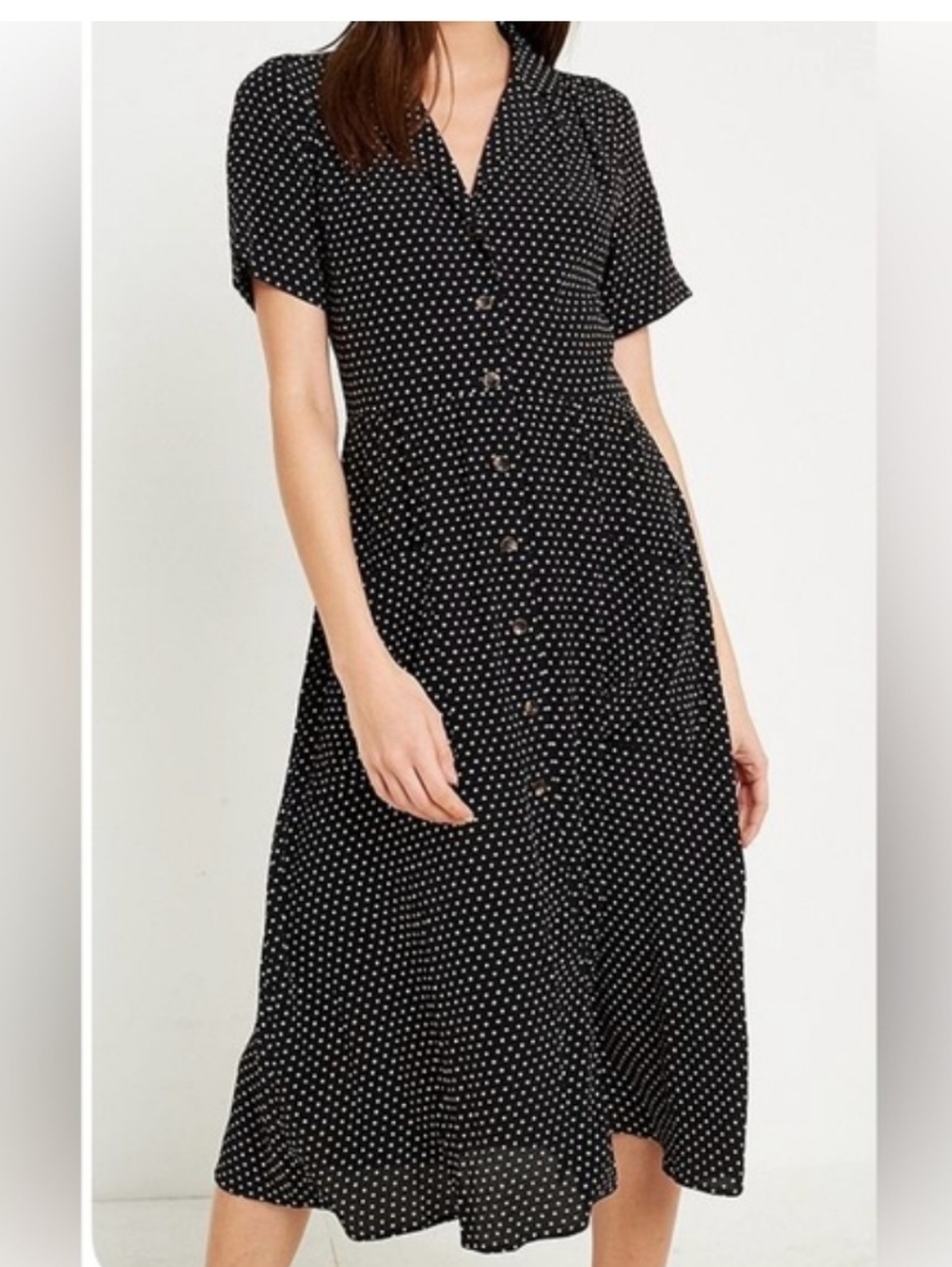 Urban Outfitters Charlotte Black Polka Dot Midi Dress